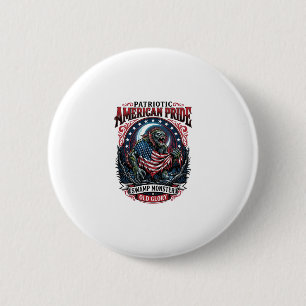 Bóton Redondo 5.08cm Monstro Patriótico do Pântano Horror Old Glory P