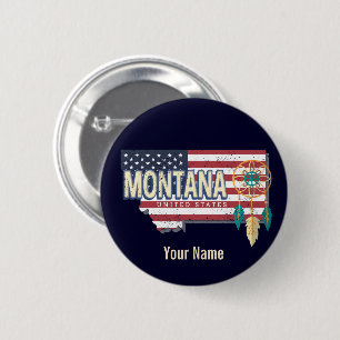 Bóton Redondo 5.08cm Montana United States Retro State Map Vintage EUA