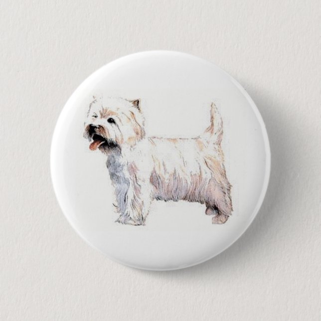 Bóton Redondo 5.08cm Montanhas Terrier branco ocidentais Westie (Frente)