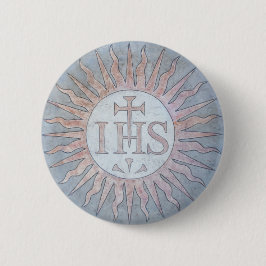 Bóton Redondo 5.08cm Montserrat Jesuit IHS Christograma Emblem