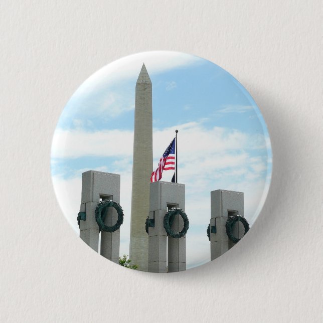 Bóton Redondo 5.08cm Monumento a Washington e Memorial da II Guerra Mun (Frente)