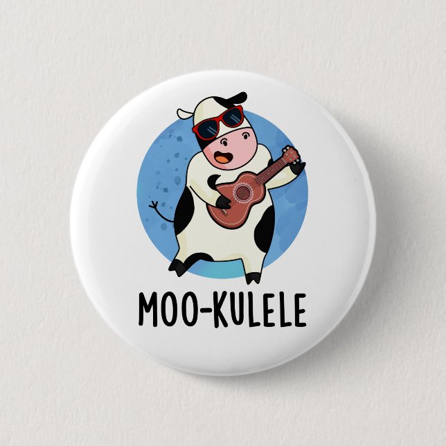 Bóton Redondo 5.08cm Moo-kulele Funny Ukulele Cow Pun (Frente)