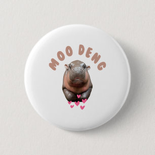 Bóton Redondo 5.08cm MOO NEGA O FAMOSO BEBÊ PIGMY HIPPO MOODENG T-Shi