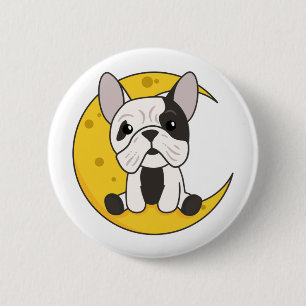 Bóton Redondo 5.08cm Moon Bulldog Cute Animais Para Crianças No Botão N
