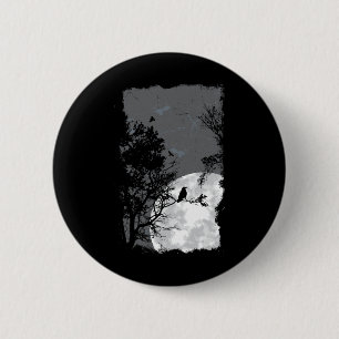 Bóton Redondo 5.08cm Moon Crow Gloomy Forest Figurume Incrível Hallo