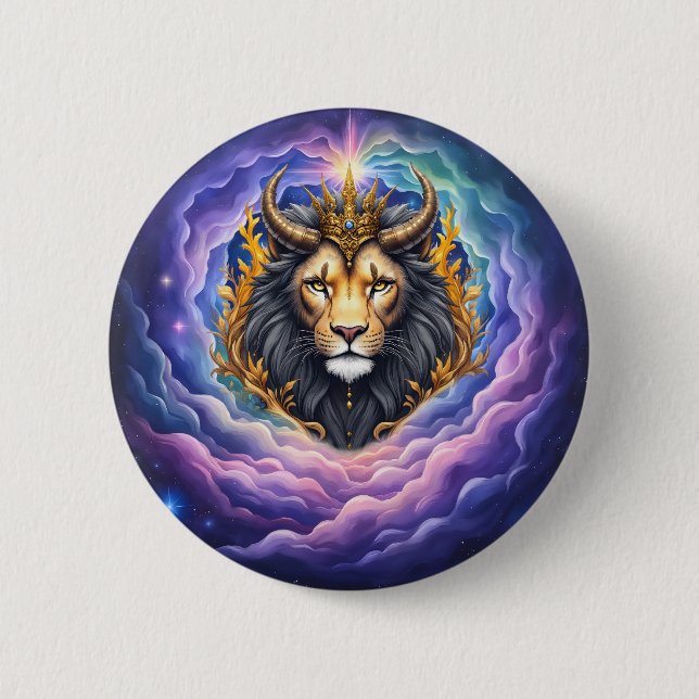 Bóton Redondo 5.08cm Moonlit Guardians – Cosmic lion. (Frente)