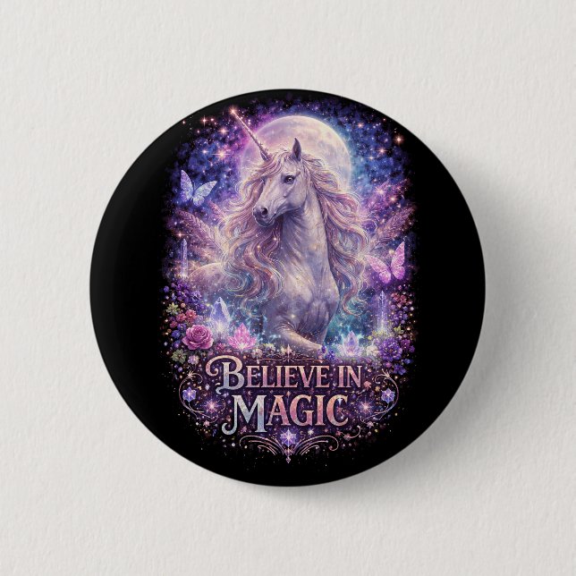 Bóton Redondo 5.08cm Moonlit Unicorn Dreams (Frente)