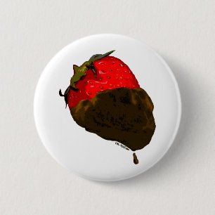 Bóton Redondo 5.08cm Morango com cobertura em chocolate