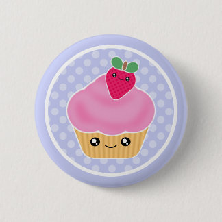 Bóton Redondo 5.08cm Morango do cupcake de Kawaii