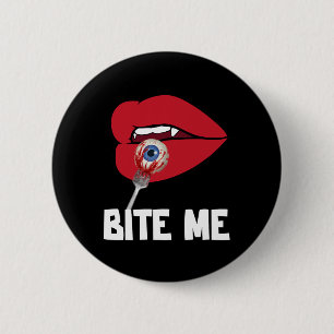 Bóton Redondo 5.08cm Morda-me Lábios de vampiro Festa de Halloween