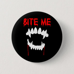 Bóton Redondo 5.08cm Morda-me os dentes de vampiro do Dia das Bruxas