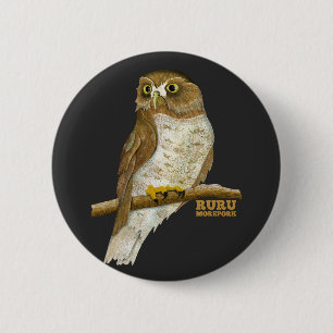 Bóton Redondo 5.08cm Morepork Ruru New Zeland Bird