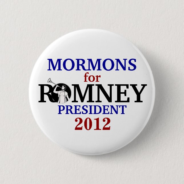 Bóton Redondo 5.08cm Mormons para Romney 2012 (Frente)