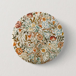 Bóton Redondo 5.08cm Morris Acanthus Floral Crewel Embroiderme Padrão