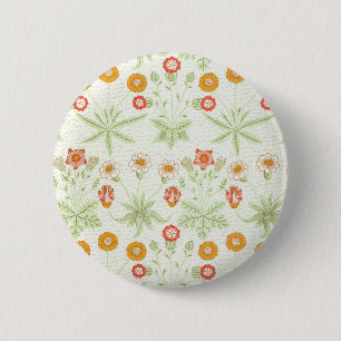 Bóton Redondo 5.08cm Morris Daisy, Clássico Padrão Floral Vitoriano