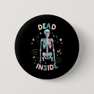 Bóton Redondo 5.08cm Morto Skeleton Casual Halloween Mulher Gráfica