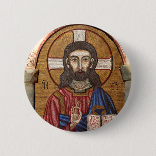 Bóton Redondo 5.08cm Mosaico Antigo de Jesus