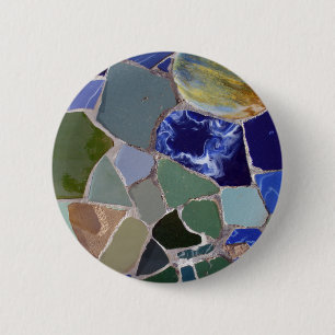 Bóton Redondo 5.08cm Mosaicos do azul de Antoni Gaudi