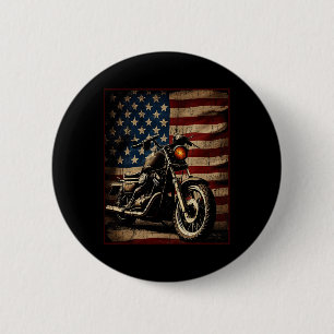Bóton Redondo 5.08cm Motocicleta Bandeira EUA Biker Retro