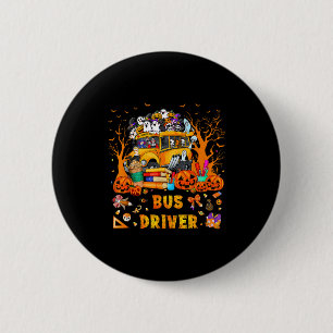 Bóton Redondo 5.08cm Motorista de Ônibus Escolar Abóbora Temporada Esqu