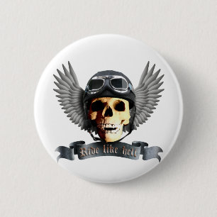 Bóton Redondo 5.08cm Motorista Skull a