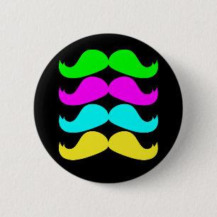 Bóton Redondo 5.08cm Moustaches retros do RGB Fluo