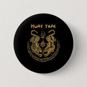 Bóton Redondo 5.08cm Muay Thai Tigre Sak Yant Kickboxing Espiritual Tai