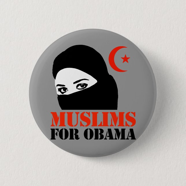 Bóton Redondo 5.08cm Muçulmanos para Obama (Frente)