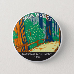 Bóton Redondo 5.08cm Muir Woods National Monument California Vintage