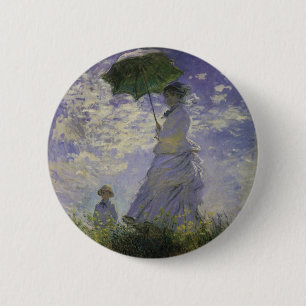 Bóton Redondo 5.08cm Mulher com Guarda-Sol de Claude Monet, Arte Antigo