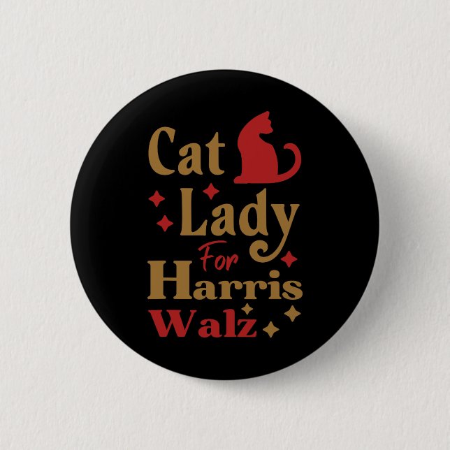 Bóton Redondo 5.08cm Mulher De Gato Sem Fios Para Kamala Harris Tim Whe (Frente)