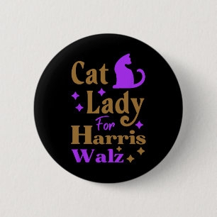 Bóton Redondo 5.08cm Mulher De Gato Sem Fios Para Kamala Harris Tim Whe