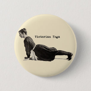Bóton Redondo 5.08cm Mulher de Yoga Vitoriana Vintage Impressão em Pose