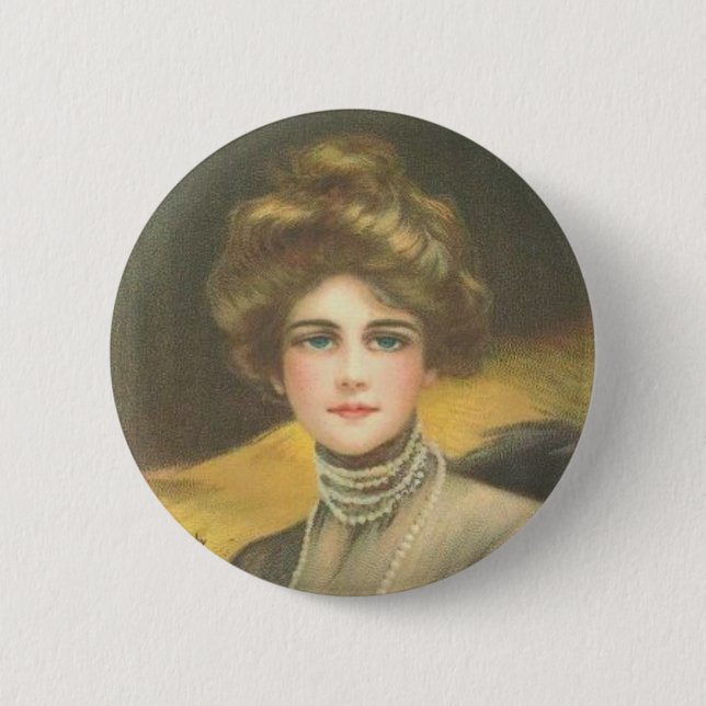 Bóton Redondo 5.08cm Mulher do Victorian em um botão (Frente)