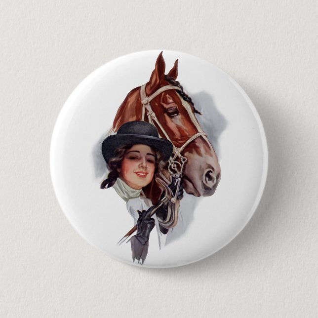 Bóton Redondo 5.08cm Mulher Equestre (Frente)