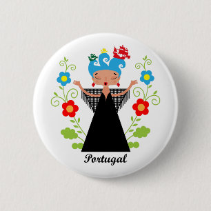 Bóton Redondo 5.08cm Mulher fada cantora de caravela portuguesa