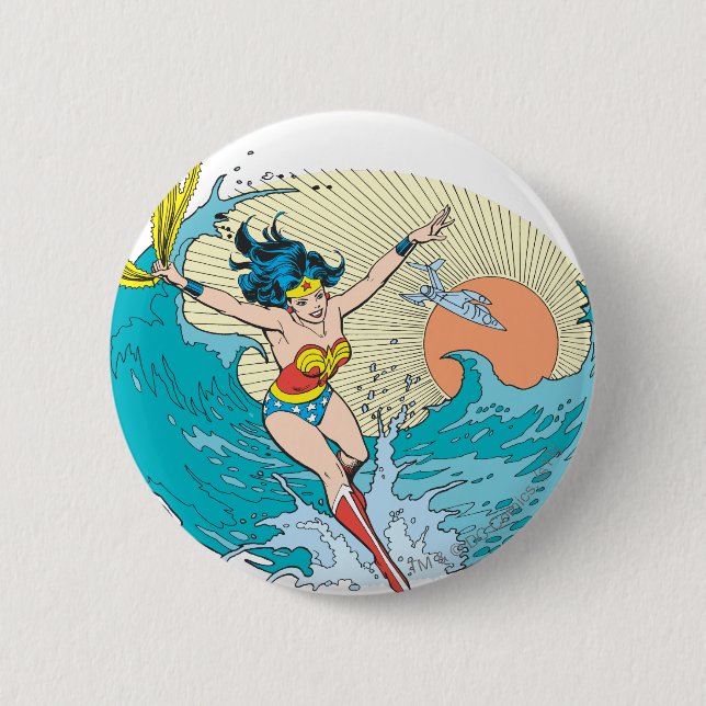 Bóton Redondo 5.08cm Mulher Maravilha Céu Oceano (Frente)