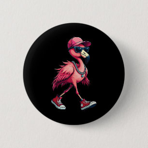 Bóton Redondo 5.08cm Mulher Presidente Kamala Harris rosa Flamingo Retr