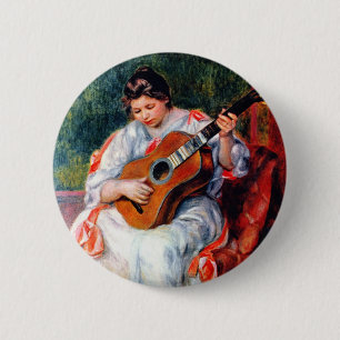 Bóton Redondo 5.08cm Mulher que joga a guitarra por Pierre Renoir