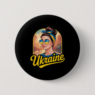 Bóton Redondo 5.08cm Mulher Ucraniana Estilo Retro Gráfico Orgulho Cult