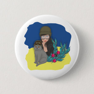 Bóton Redondo 5.08cm Mulher Ucraniana Militar