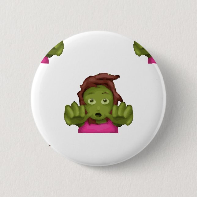 Bóton Redondo 5.08cm mulher zombie emoji (Frente)