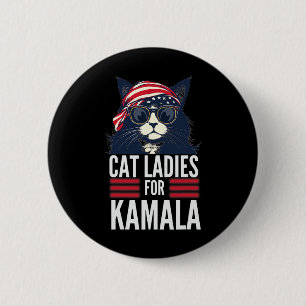Bóton Redondo 5.08cm Mulheres De Gato Sem Filhos Para Kamala Harris 202