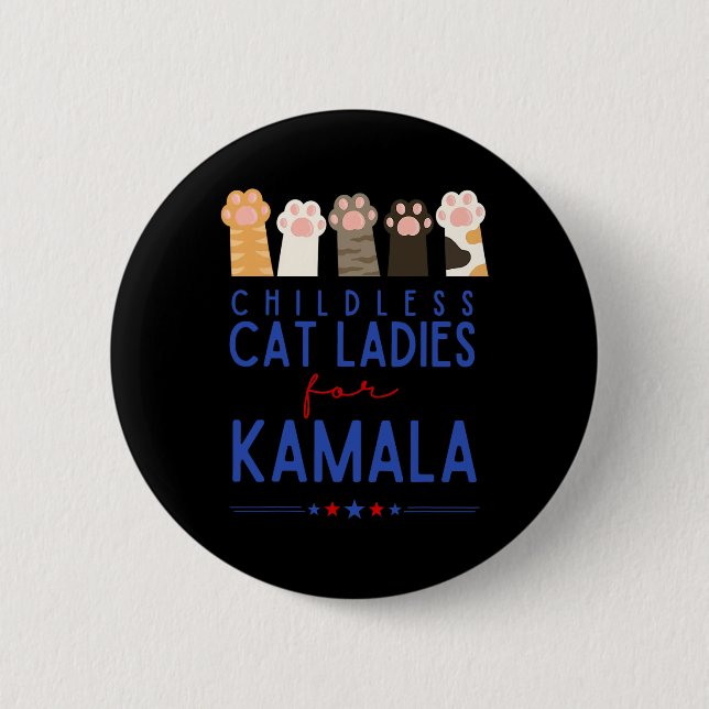 Bóton Redondo 5.08cm Mulheres De Gato Sem Fios Para Kamala (Frente)