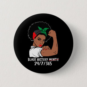 Bóton Redondo 5.08cm Mulheres Fortes História Negra Mês Melanina Africa