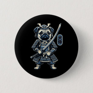 Bóton Redondo 5.08cm Mulheres Japonesas, Samurai Dog Tattoo, Pug Dog Ka