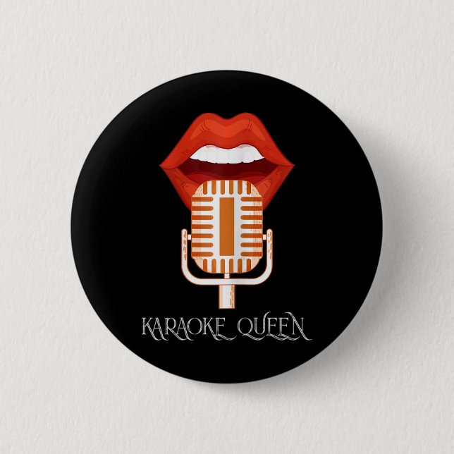 Bóton Redondo 5.08cm Mulheres Karaoke Queen Singer Music Micropho (Frente)