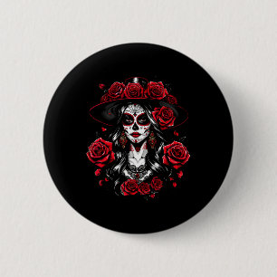 Bóton Redondo 5.08cm Mulheres La Catrina Dia De Los Muertos Latina Cinc