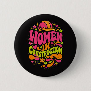 Bóton Redondo 5.08cm Mulheres na Construção Retro Empoderamento