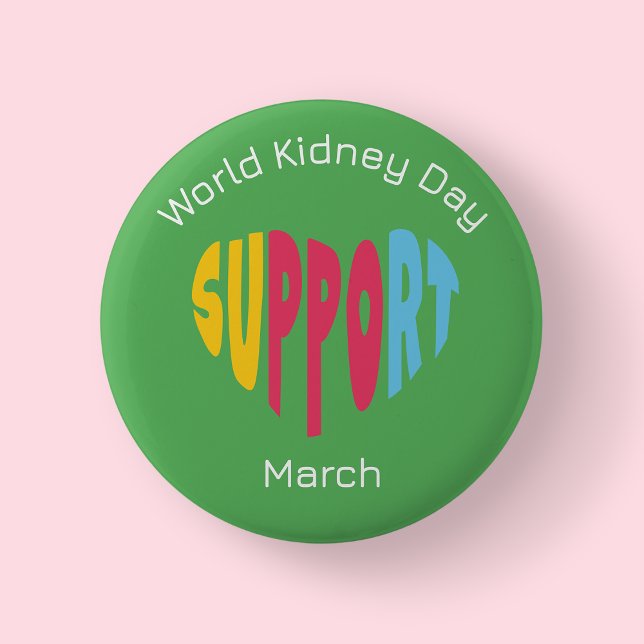 Bóton Redondo 5.08cm Multi Coloured - World Kidney Day  (Kidney)